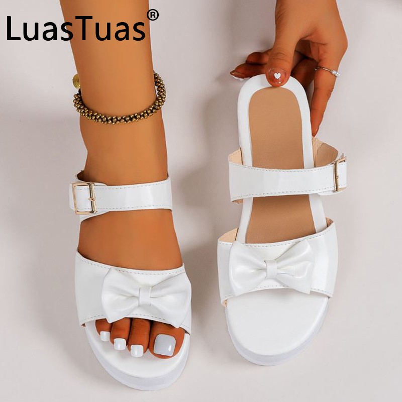 LuasTuas Size 35-43 Women Slippers Thick Bottom Heels Summer Shoes Woman Sandals Casual Platform Daily Home Lady House Shoes