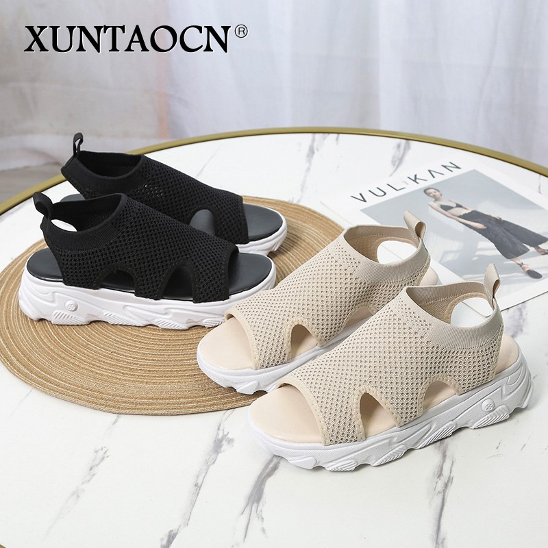 2022 New Summer Women Sandals Sexy Shoes Crystal Casual Woman Flats Buckle Strap Ladies Fashion Beach Shoe Big Size