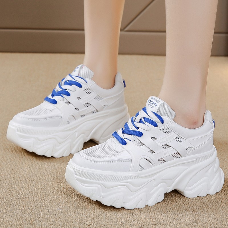 Lucifer Breathable Mesh Chunky Sneakers Women 2022 Comfortable Thick Bottom Vulcanized Shoes Woman Mixed Color Platform Shoes Mujer