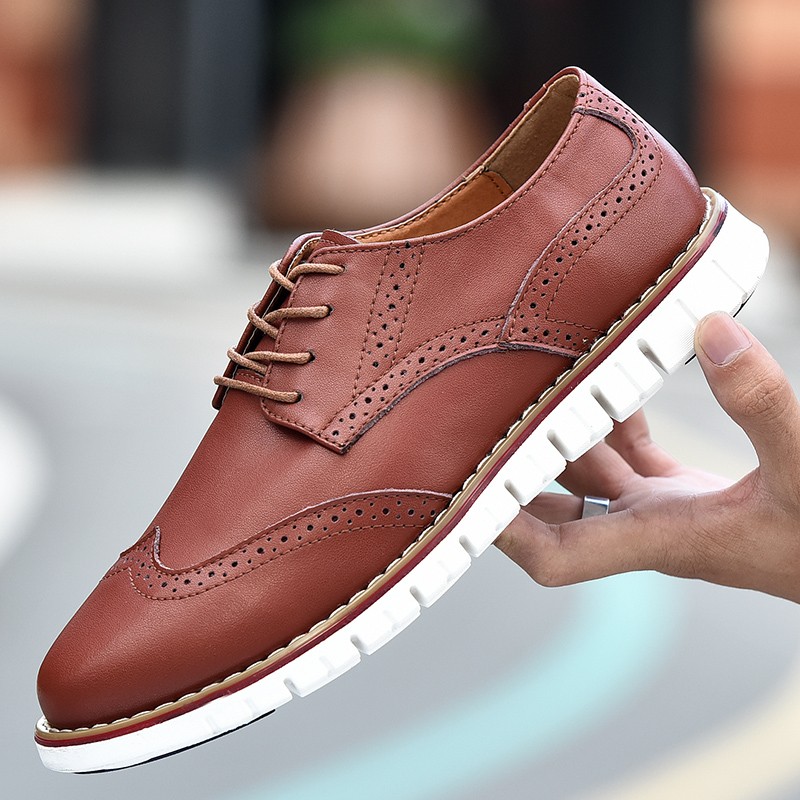 Men's Genuine Leather Moccasin Shoes Casual Flat Breathable Formal Business Shoes Large 47 48