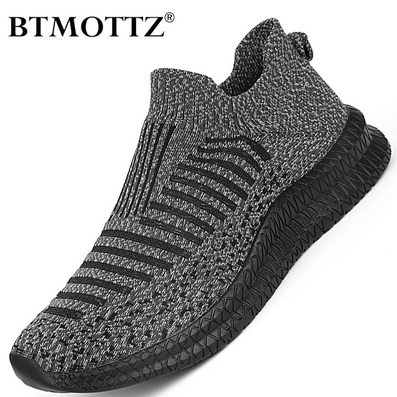 Fashion Trend Casual Shoes Men Knitted Mesh Outdoor Sneakers Men Slip On Sock Shoes Breathable Sneakers Men Zapatillas Hombre