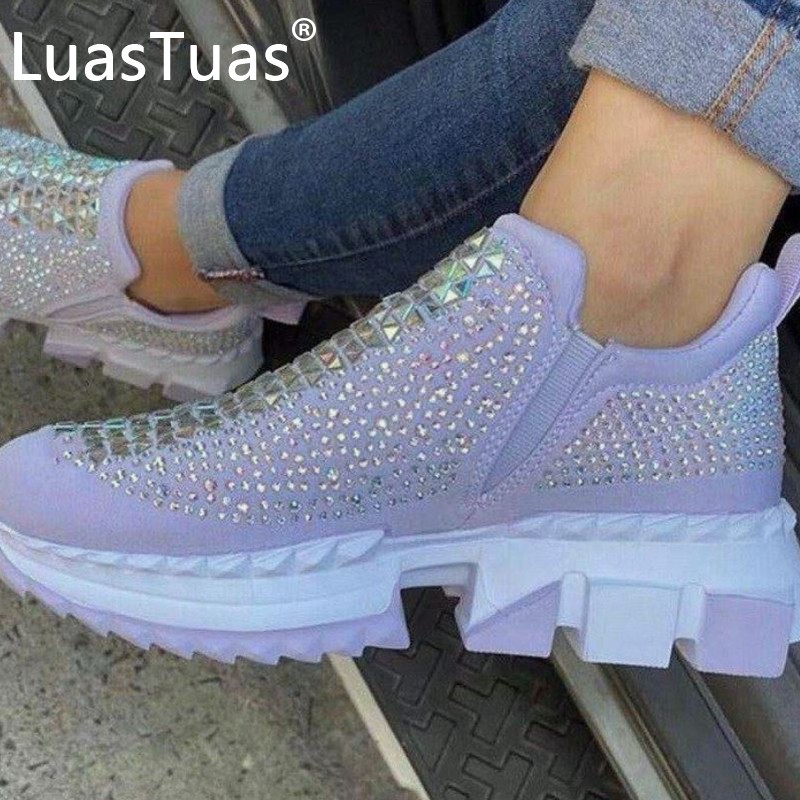 LuasTuas New Size 36-43 Woman Sneakers Shiny Chunky Ins Spring Ladies Shoes Fashion Chunky Holiday Footwear Female Footwear