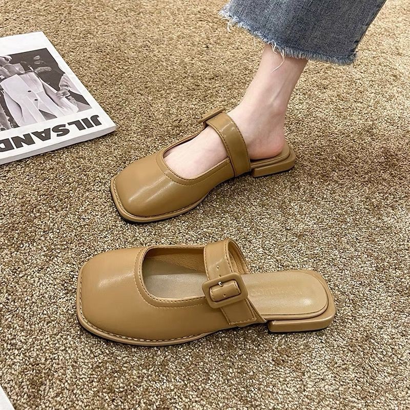 2022 New Fashion Summer Sandals Half Lazy Slippers Baotou Women Sandals Leisure Beach Style Beach Slippers Leather Slippers