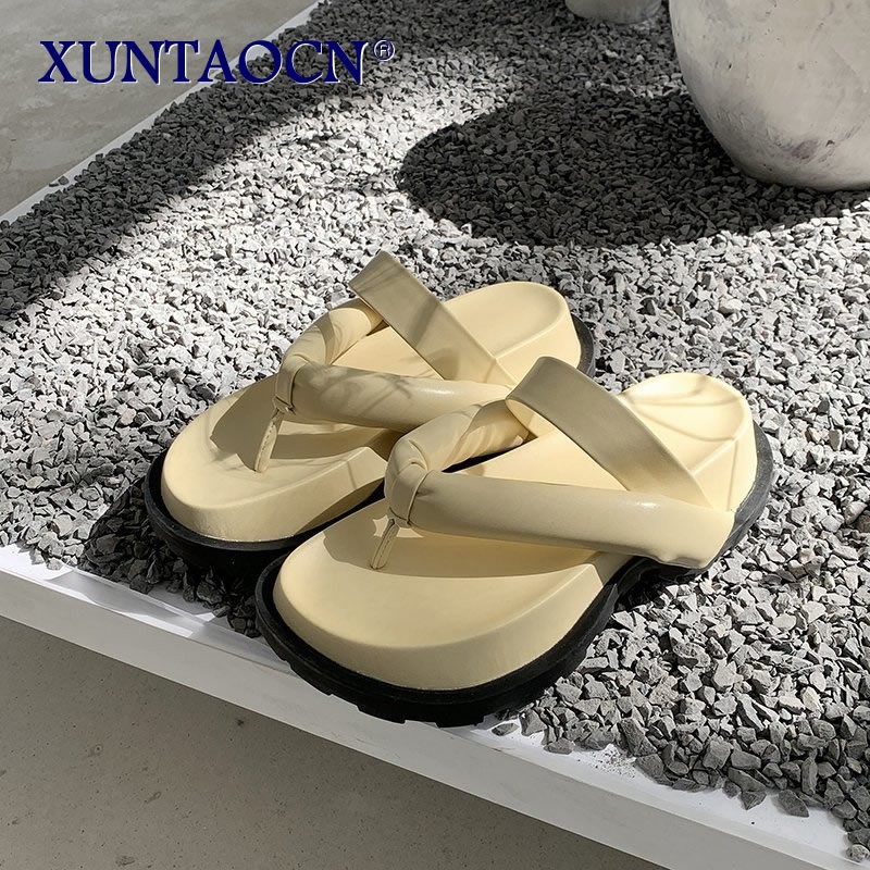 2021 new clip toe thick platform slippers women casual strap summer beach flip flops woman non-slip outdoor rome sandals