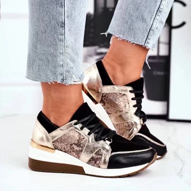 2022 ladies sneakers spring and autumn slope heel platform shoes casual shoes outdoor non-slip walking shoes women's shoes