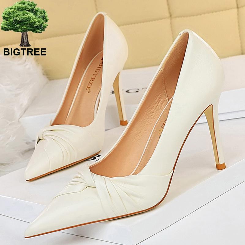 BIGTREE Spring Shoes Woman Pumps Pu Leather Shoes Women Heels Stiletto Fashion Office High Heel Shoes Ladies Shoes Plus Size 43