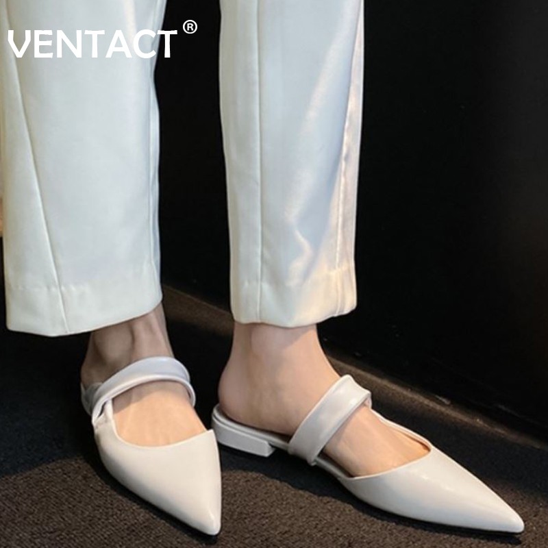 VENTACT New Women Sandals Real Leather Pointed Toe Summer Shoes For Women Fashion Casual Sandals Women Footwear Size 34-43