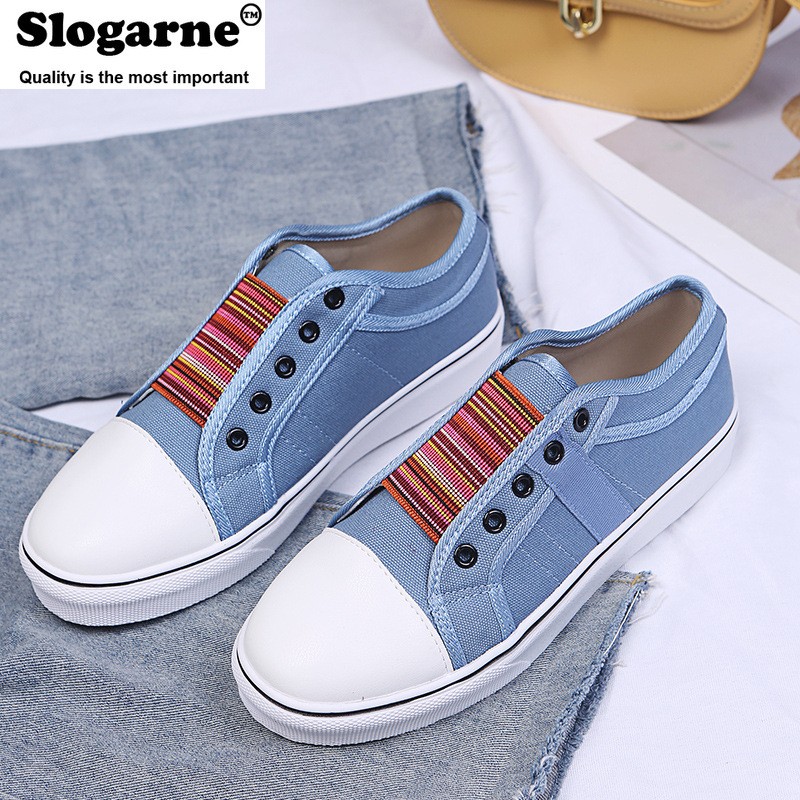 Trainers Canvas Flat Shoes Women Running Shoes Vulcanizing New Women Spring Autumn Sneakers Ladies Casual Sneakers Big Size 43