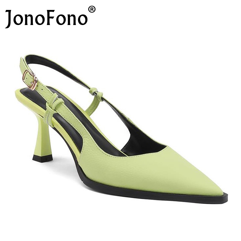 JOVONO New Arrival Women Sandals Genuine Leather Weird Heeled Shoes Ladies Fashion Wedding Party Shoes Size 34-39