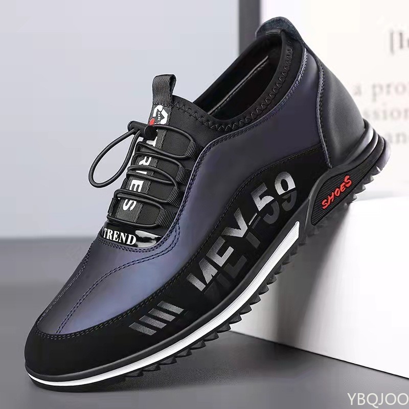 2022 Men's PU Leather Shoes Men's Casual Shoes Breathable Lightweight Black Sneakers Outdoor Driving Shoes Business Men's Shoes