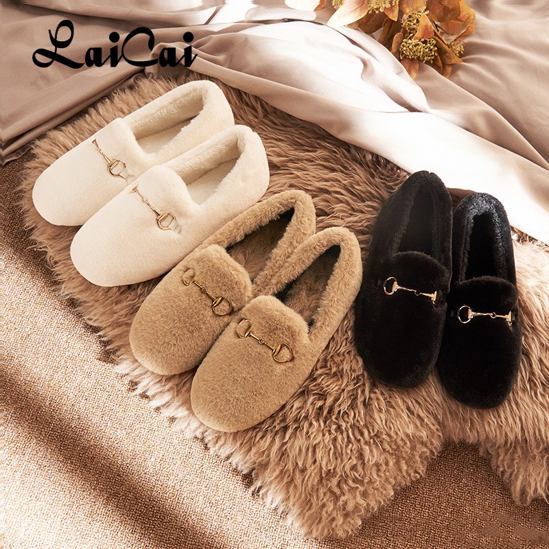 Popular Fluffy Women Winter 2021 New Winter Cotton Padded Warm Velvet All-Match Pregnant Single Pedal Boots