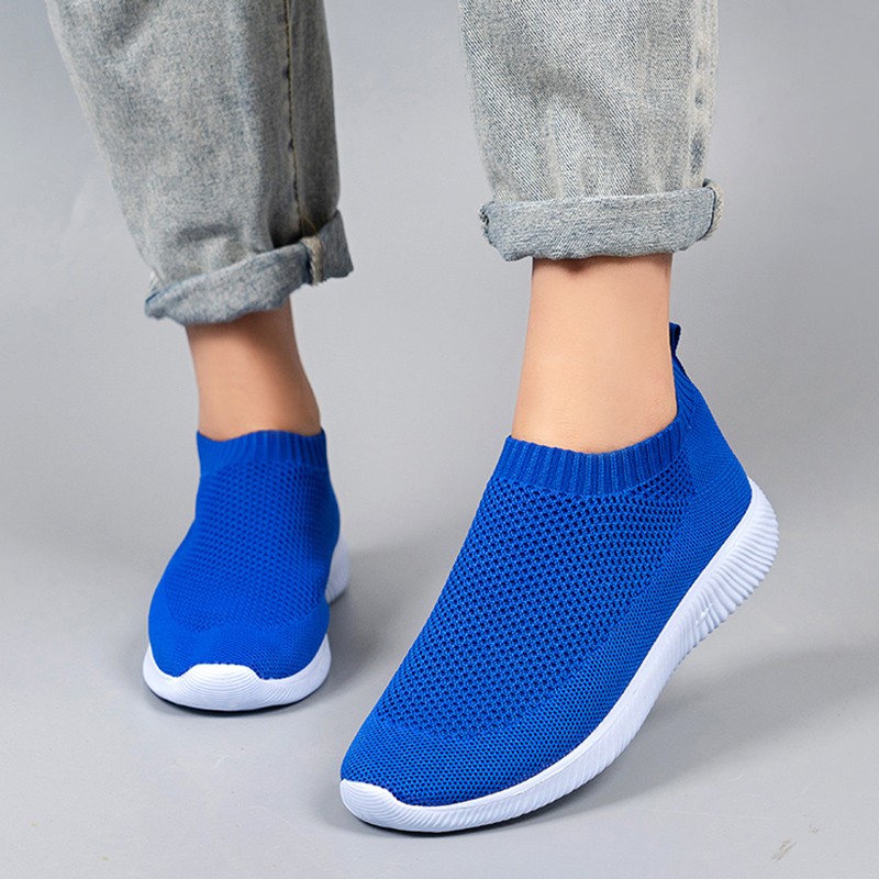 Rimocy Breathable Air Mesh Knitted Sneakers Women 2022 Spring Summer Plus Size Ladies Flats Comfortable Soft Casual Shoes Woman