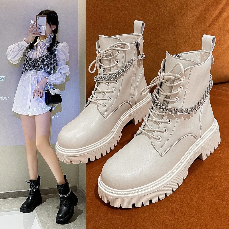 2022 New Woman Ankle Boots Flat Heel Shoes Women Lace Up Winter Autumn Daily Boots Short Boots Woman Shoes