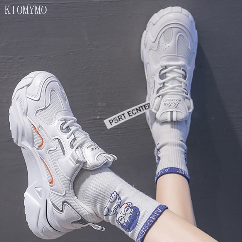 2021 new spring and autumn breathable mesh student women's shoes increase casual sports shoes Korean running women's shoes