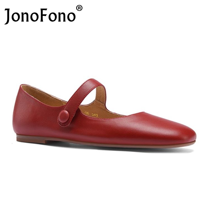 JOVONO Size 33-40 Women Flat Shoes Genuine Leather Buckle Spring Ins Style Ladies Shoes Fashion Casual Shoes Size 33-40