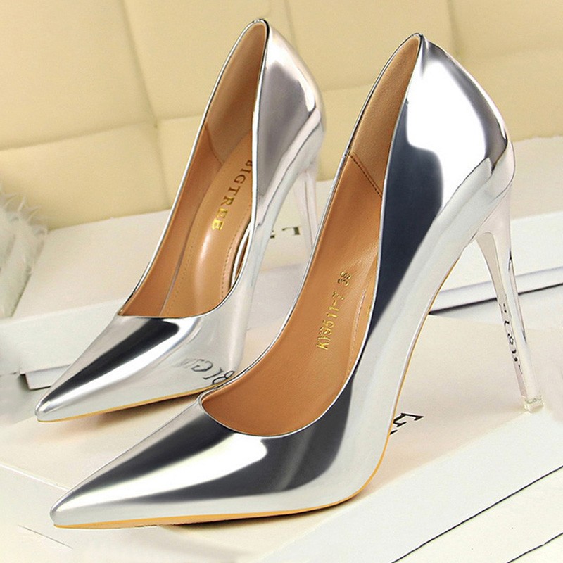 BIGTREE Shoes Woman Pumps Patent Leather High Heels Shoes Women Basic Pump Wedding Shoes Female Stiletto High Heels Women Shoes Plus Size 43