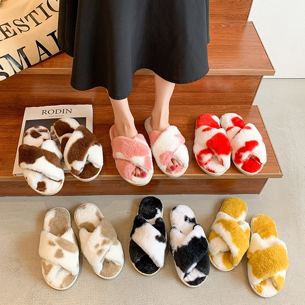 Women Shoes Soft Short Plush Different Styles Comfortable Women Slippers Open Toe Indoor Women's Shoes Furry Luxury Home Slippers