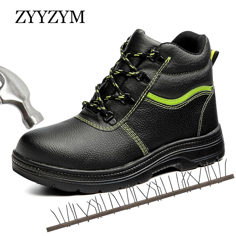 ZYYZYM-Men Steel Safety Boots Plush Work Boots With Puncture Protection For Winter