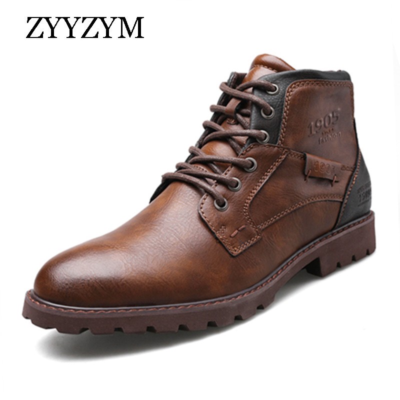 ZYYZYM - Vintage Style Men's Leather Shoes Fashion Casual Zipper Leather Shoes For Spring Autumn