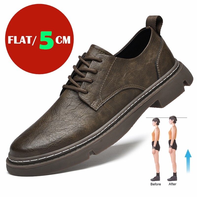 Flat /5 Cm Men's Casual Shoes Genuine Leather Lift Men Men Shoes Elevator Shoes Height Increase Shoes for Men Business Fashion