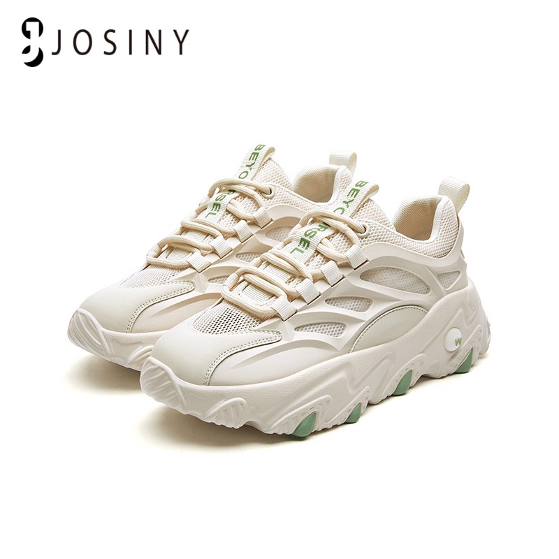 JOSINY Women's Sneakers Women's Sneakers Fashionable Girls Breathable Thick-soled Beige Gray Sneakers