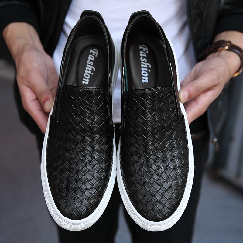 Men Oxfords Genuine Leather Men's Casual Shoes Luxury Brand Fashion Shoes Breathable Hand Knit Shoes Anti-slip Simple Shoes