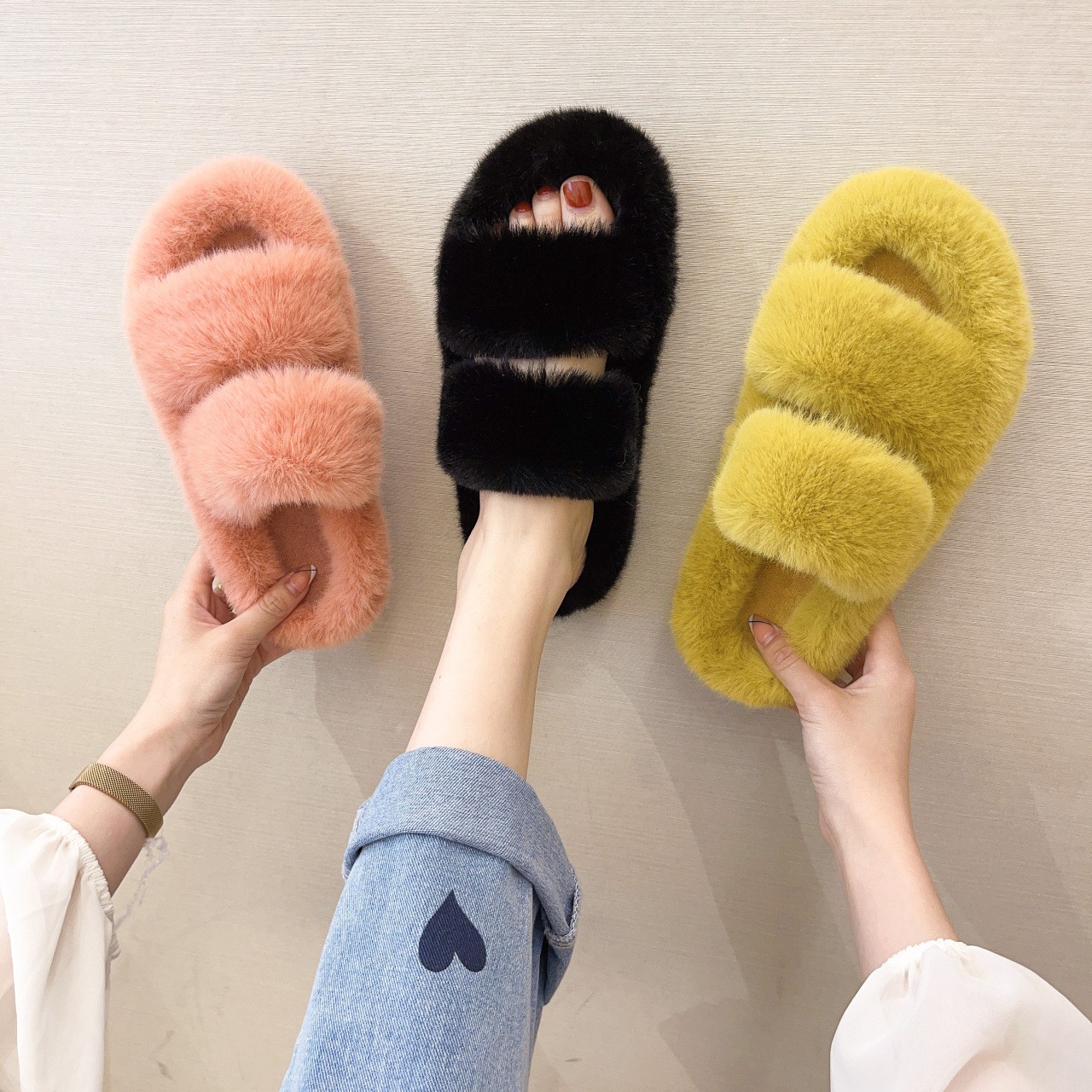 Home Slippers Women Winter Slippers Female Plus Size 42 Flat Bottom Indoor Keep Warm Flip Flop Spring And Autumn Women's Shoes