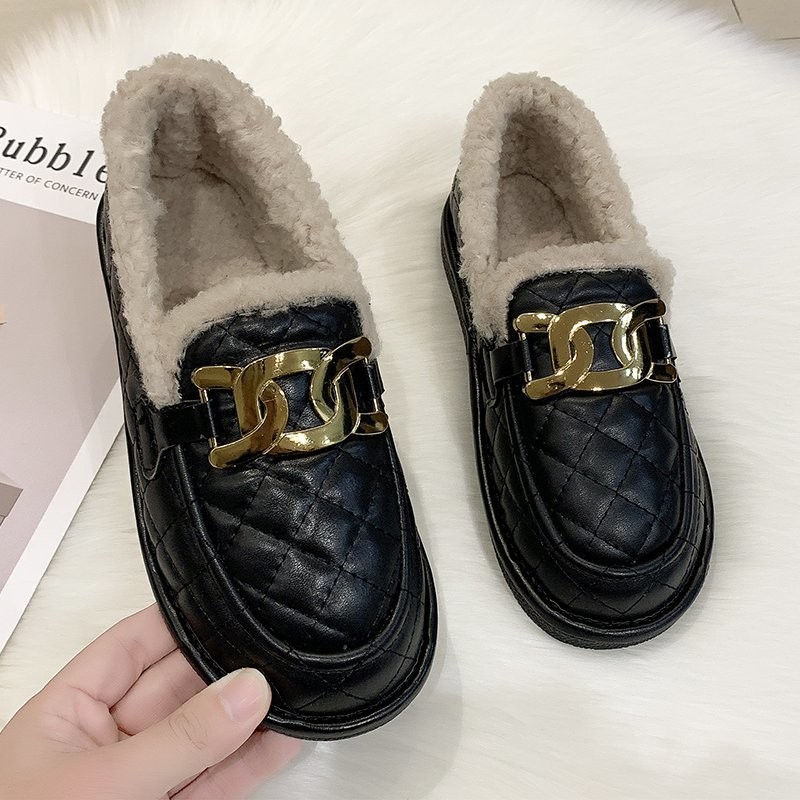 Women's shoes winter 2021 new plus velvet warm cotton shoes fashion anti-skid shoes loafers woman vulcanize shoes platform shoes