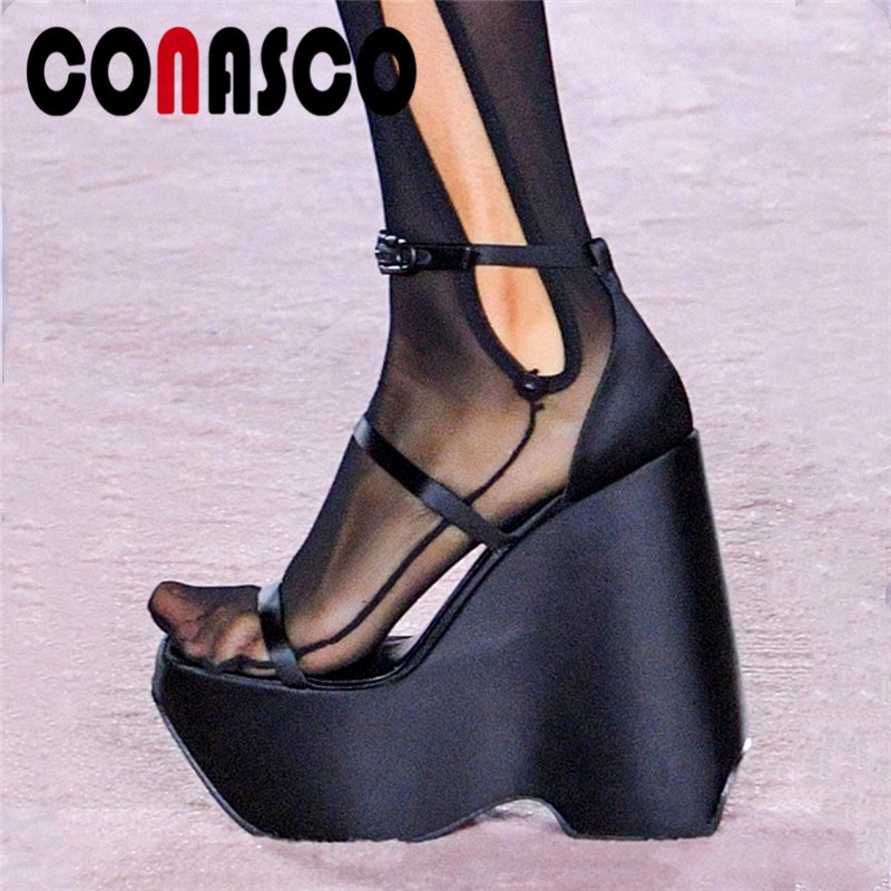 CONASCO Women Sandals Piece High Heels Wedding Party Prom Pumps Female Platforms Summer Casual Shoes Woman Punk Sandals