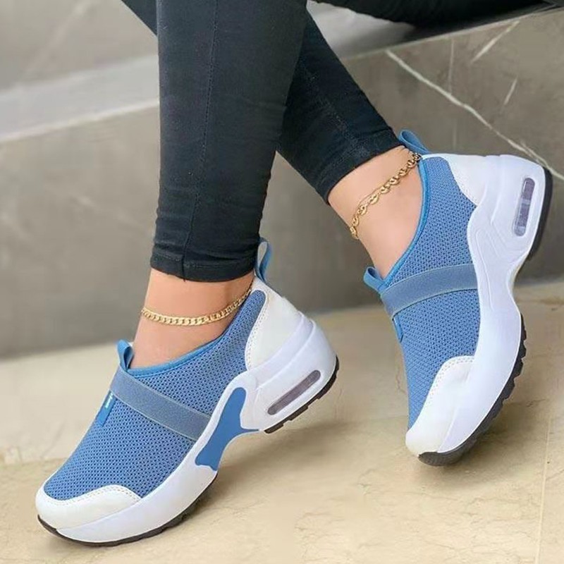 Lucifer Autumn Knitted Platform Sneakers Woman 2021 Breathable Mesh Slip-on Casual Running Shoes Ladies Sock Shoes Plus Size 43