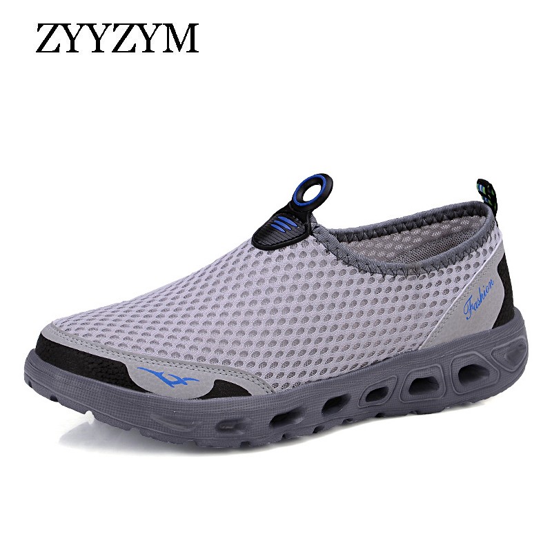 ZYYZYM Men Summer Casual Shoes Air Mesh Men's Shoes Breathable Slip On Flats Chaussure Homme Men Outdoor Wading Shoes