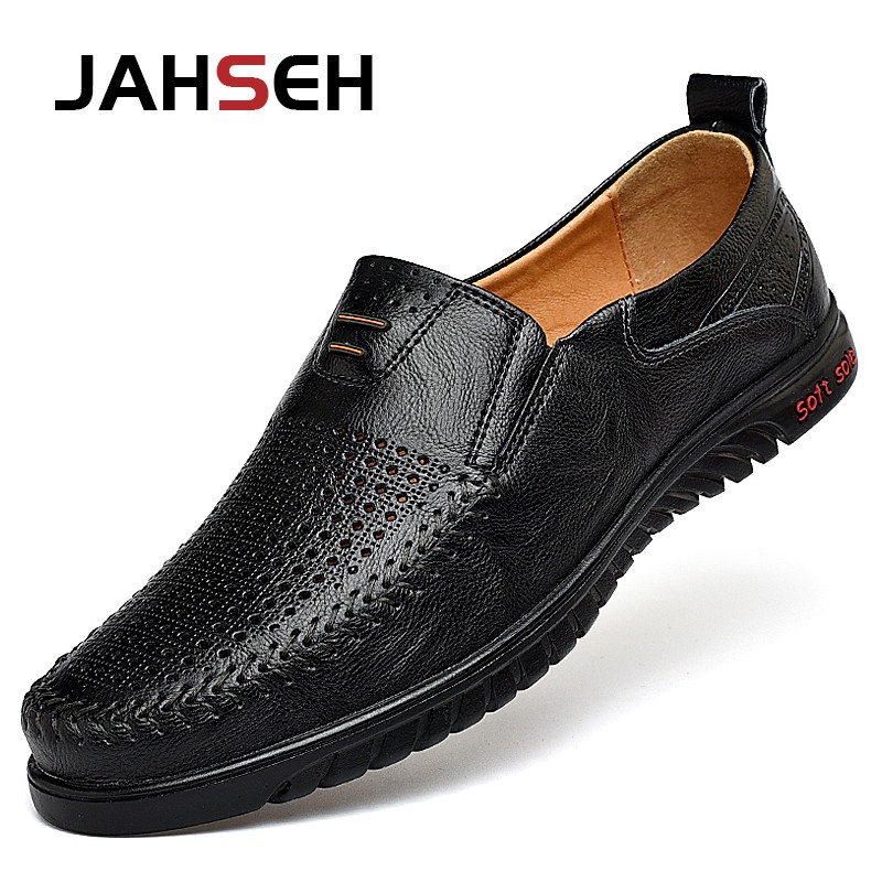 Genuine Leather Men Luxury Shoes Brand Hollow Casual Slip On Formal Loafers Men Moccasins Italian Black Male Driving Shoes