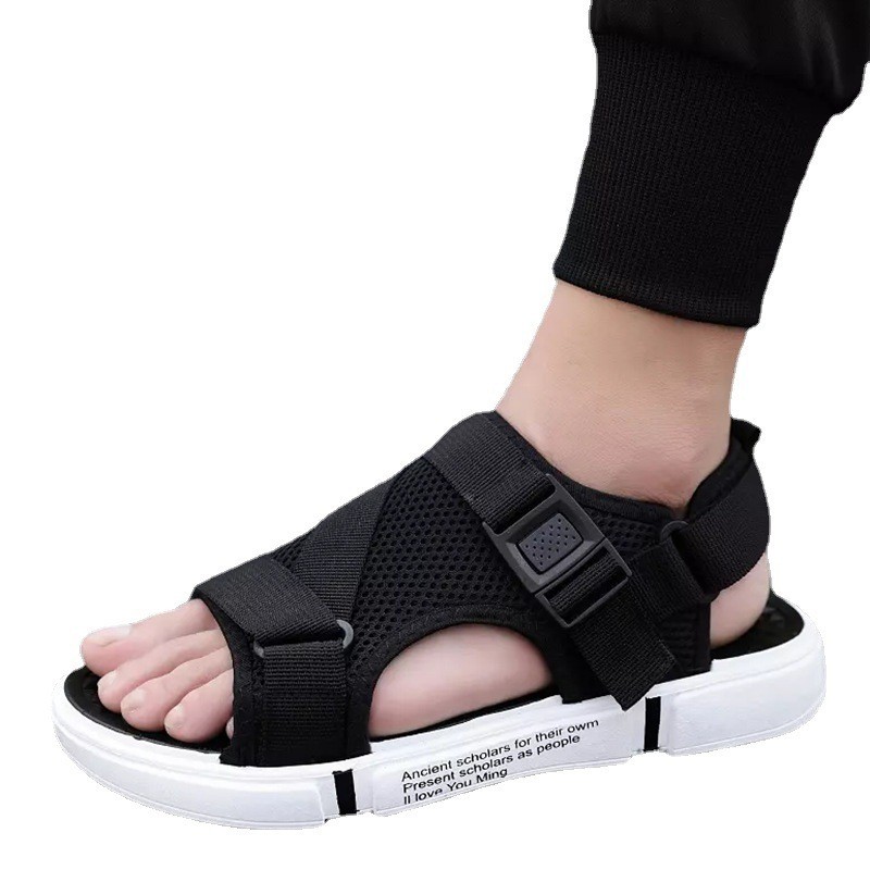 Summer New Sports Men's Sandals Man Slippers Buckle Strap Leisure Fashion Flats Slides Breathable Air Mesh Beach Shoes for Male