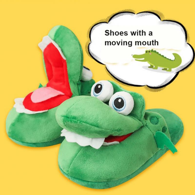 New Women Slippers Cartoon Frog Plush Warm Shoes Furry Flip Flops Women Winter House Shoes Girl Soft Home Home Shoes