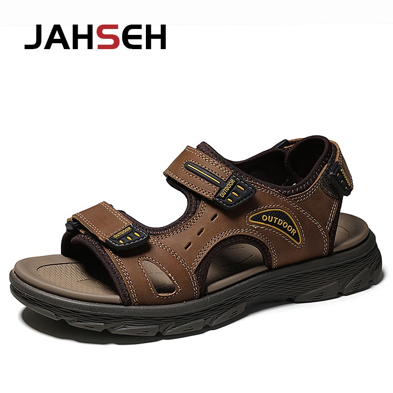 Genuine Leather Men Sandals Summer Men Beach Shoes Man Brand Fashion Slippers Summer Outdoor Casual Walking Shoes Sneakers