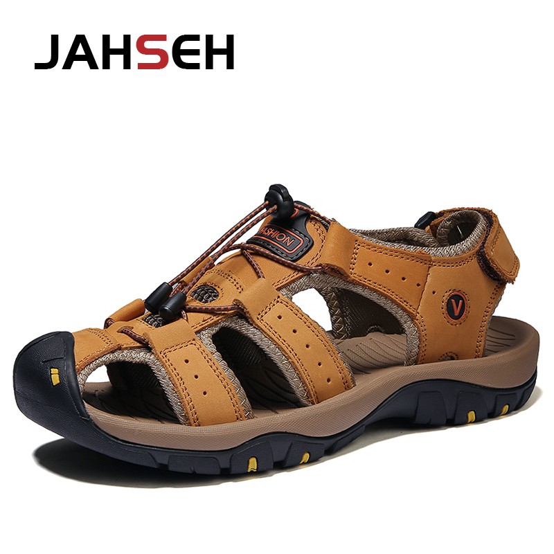 Genuine leather men's sandals summer new large size men's beach shoes men outdoor casual shoes fashion walking shoes slippers