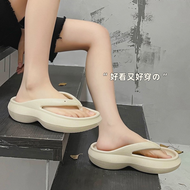 Summer women flip flops thick bottom non-slip sole high heel sandals men couples outside indoor bathroom beach home slippers