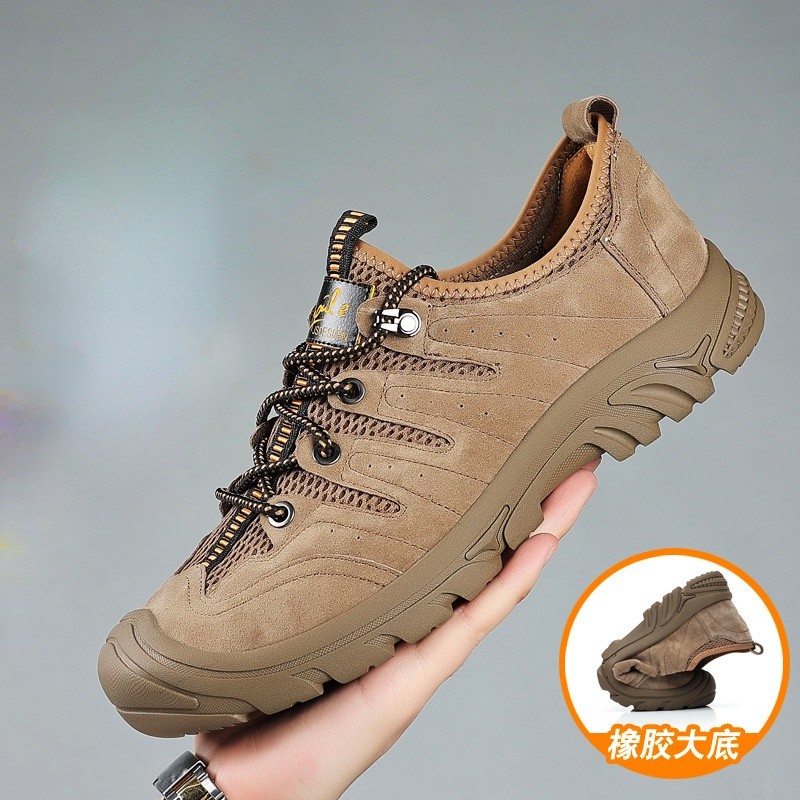 Breathable Men Casual Hiking Shoes Suede + Mesh Outdoor Men Sneakers Lace Up Climbing Shoes Quick Dry Water Shoes Men Shoes