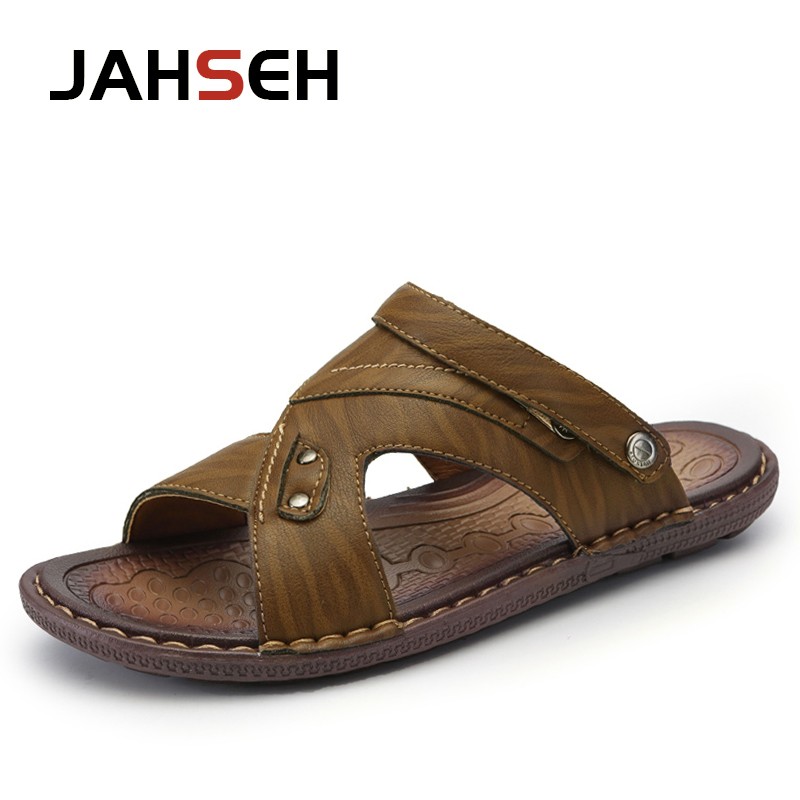 Hot Sale Summer Sandals Men Leather Classic Roman Sandals Soft Slippers Moccasins Outdoor Beach Shoes Men Sandals Size38~46