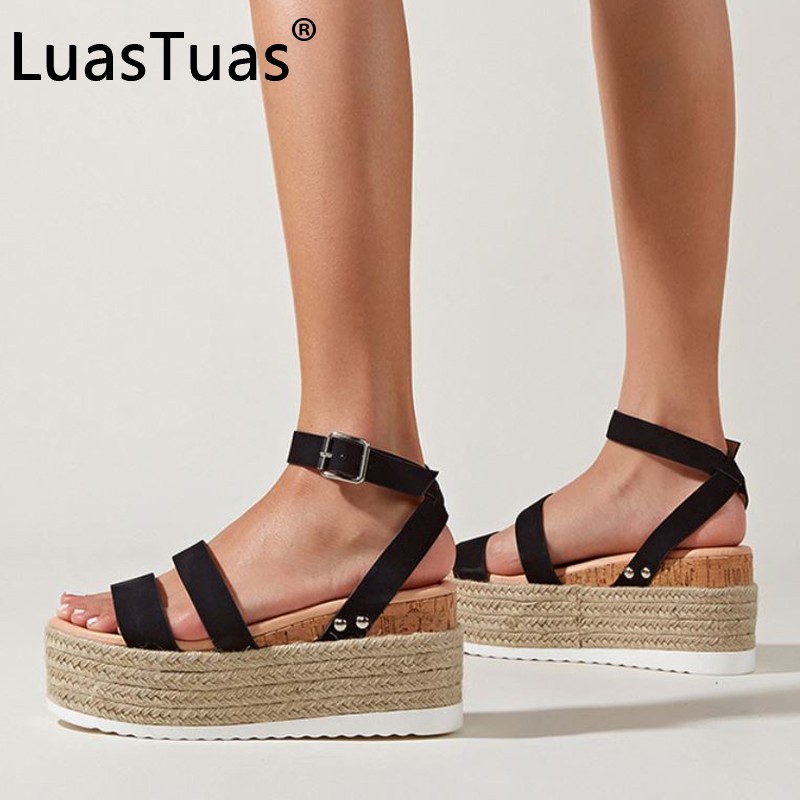 LuasTuas Women Sandals Ankle Strap New Fashion Platform Summer Shoes for Woman Casual Daily Office Lady Shoes Size 36-43