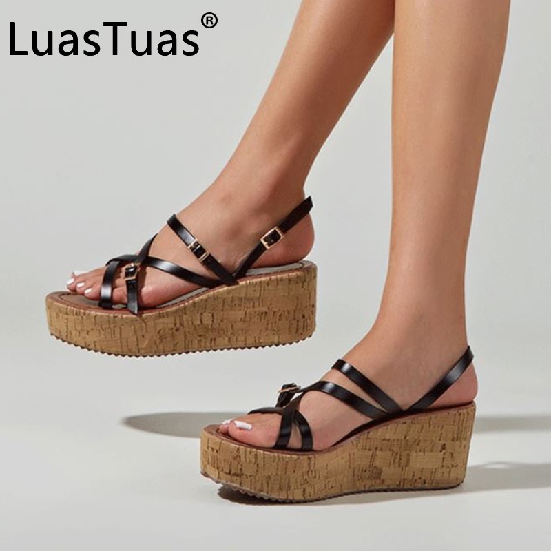 LuasTuas Size 36-43 Women Sandals 2022 Fashion Platform Wedges Summer Shoes Casual Woman Beach Office Lady Daily Shoes