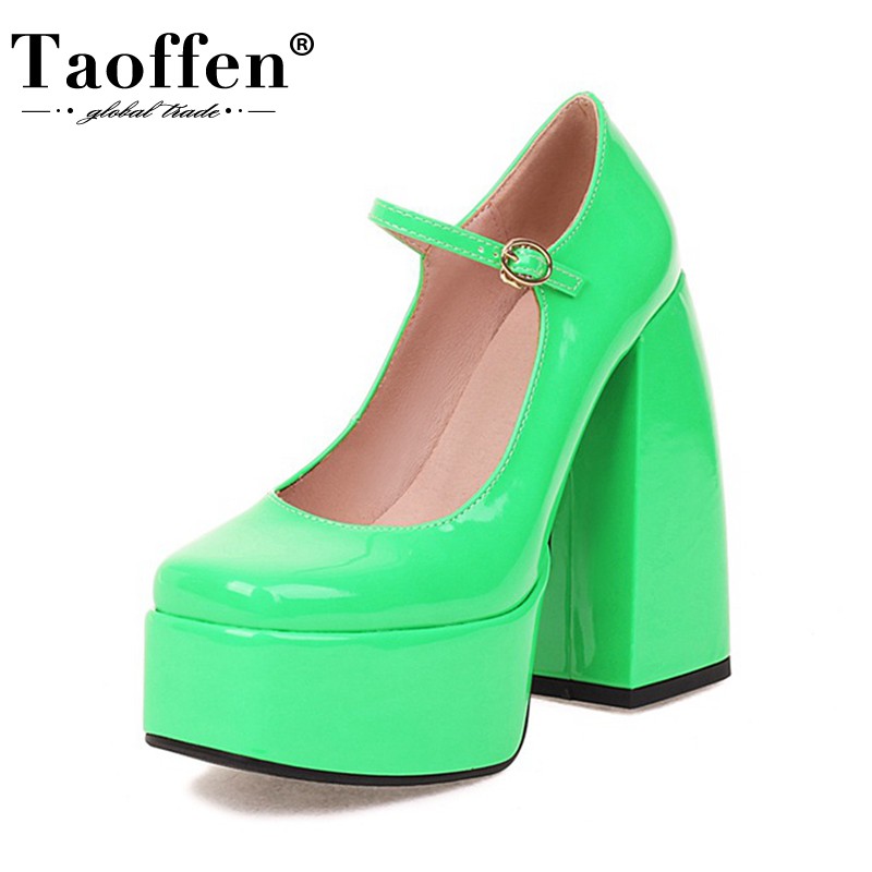 Taoffen 2022 Fashion Women Pumps Thick Heels High Heels Sexy Party Club Shoes Hot Shoes Size 34-43