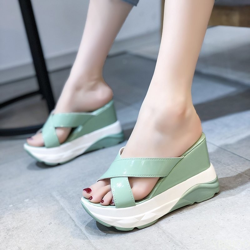 Summer Women's Sandals New Platform Slippers Ladies Cross Wedge Sandals Plus Size 43 Slippers Women's Shoes Platform Sandals