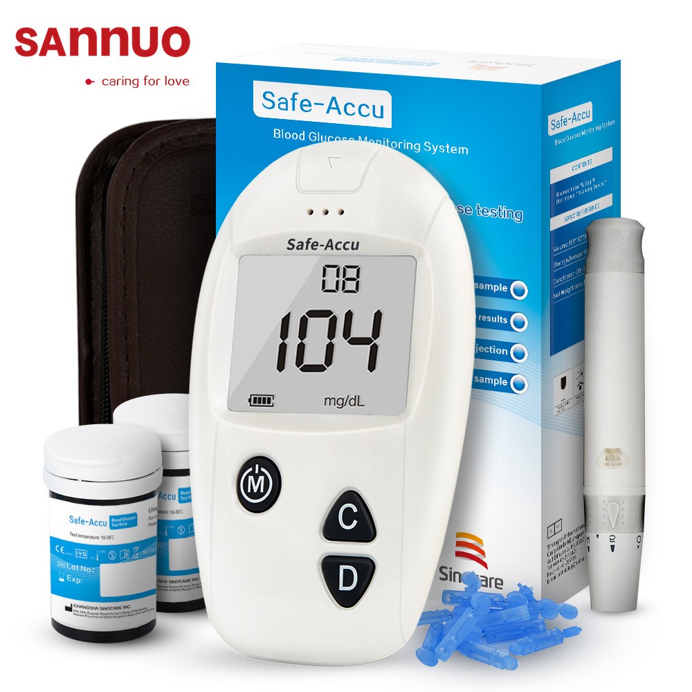 Sannuo Sinocare Blood Glucose Meter Safe-Accu Glucometer Medical Devices Diabetes Tester Blood Sugar Test Strips