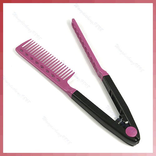 F1FF Folding V Comb Hair Straightener Hairdressing Salon Straightening Brush Tops New