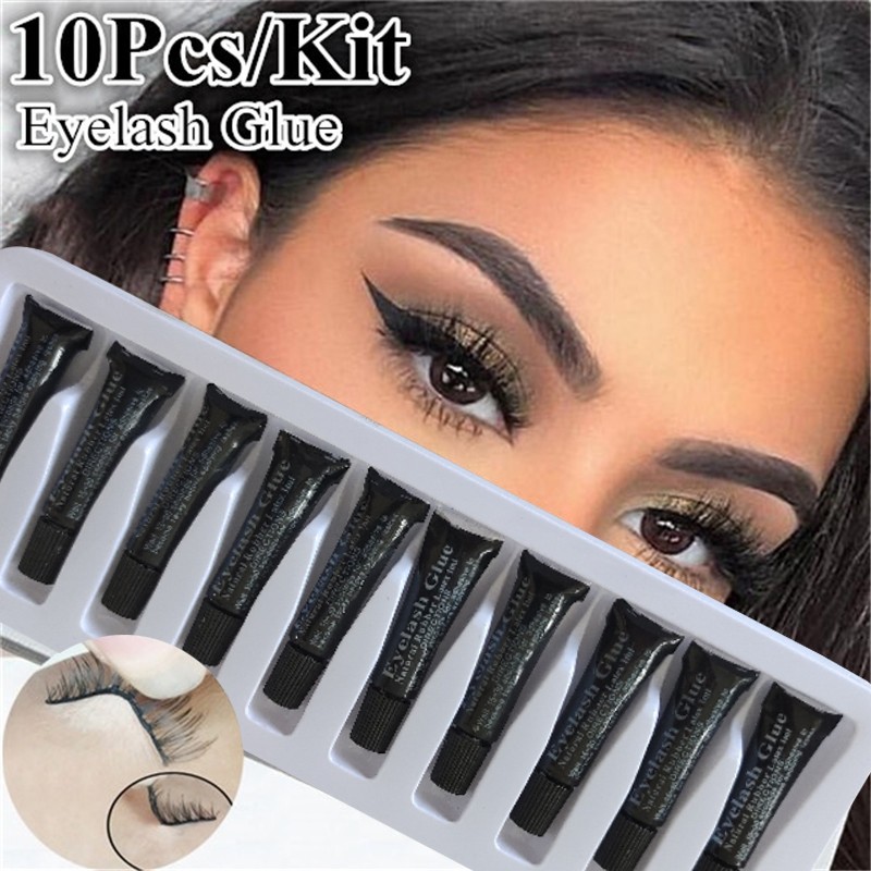 New 10pcs/set Professional Eyelashes Glue For Eyelashes Dark Black Waterproof Long Lasting Eye Lash Glue Accessories For Makeup Tools