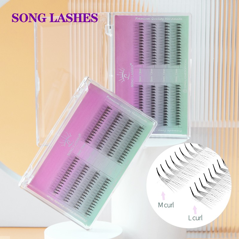 Sung Lashes 6D M for Special Curl Bromide Fans Eyelash Extensions Thin Tapered Base Premade Size Fans