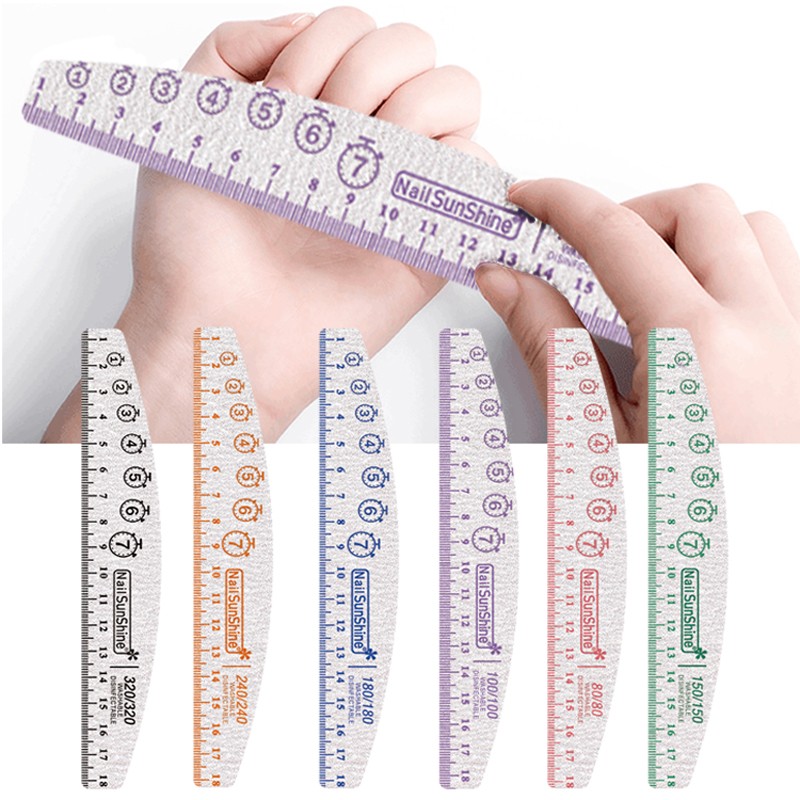 20/30/50/75/84pcs Gray Professional Nail Files 80 100 150 180 240 320 Nail Art Tools Clock Marker Mark Pattern