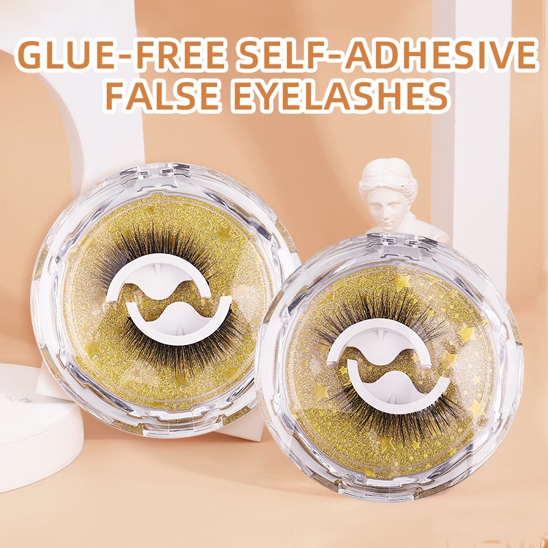 2 Pairs - Reusable Self Adhesive False Eyelashes Glue Free Fake Eye Lashes Easy To Wear Fluffy Eyelash Extension Makeup Tool