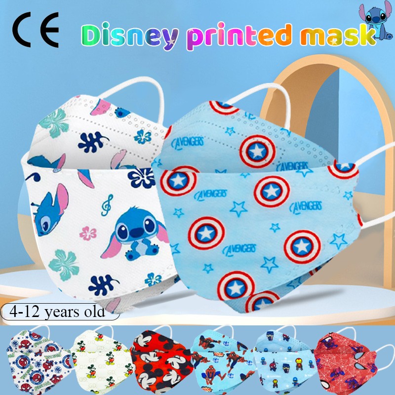 Disney Mickey Kids KN95 Face Mask 4 Layers Dust-proof Respirator Reusable Boys Girls 4-12 Years FFP2 Mouth Mascarilla